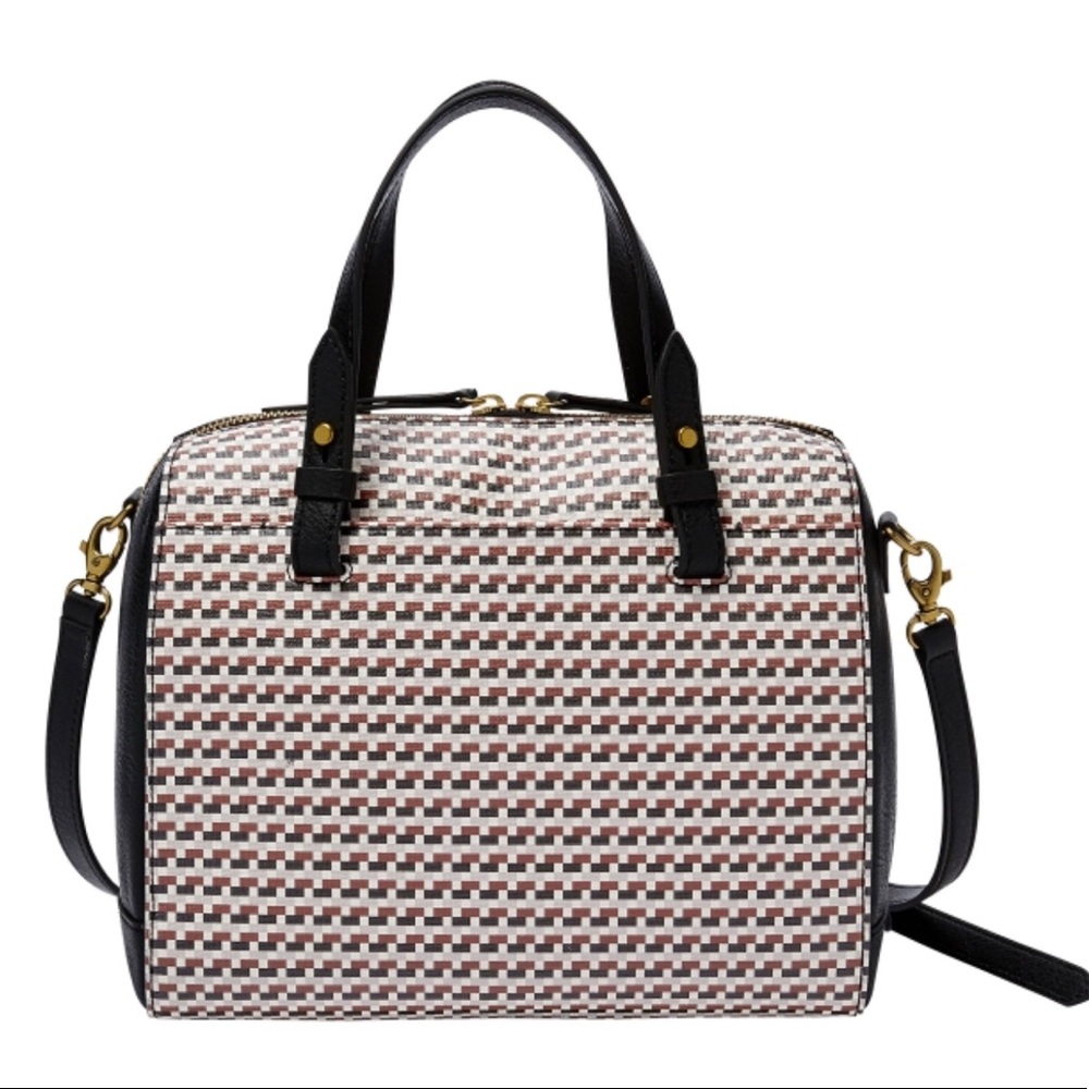 Fossil Rachel Satchel Brown and cream